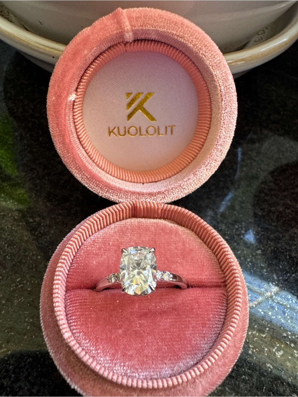 3 ct Kuololit Moissanite elongated cushion cut ring size 8 - Picture 9 of 14